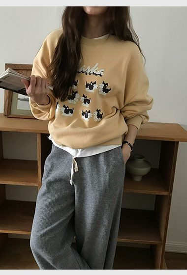 A70.俏皮狗狗好朋友刷毛大學TEE