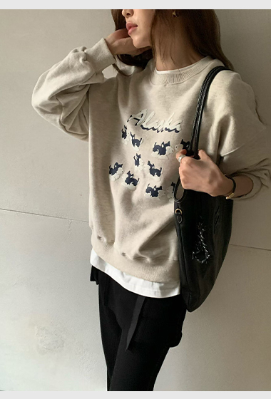 A70.俏皮狗狗好朋友刷毛大學TEE