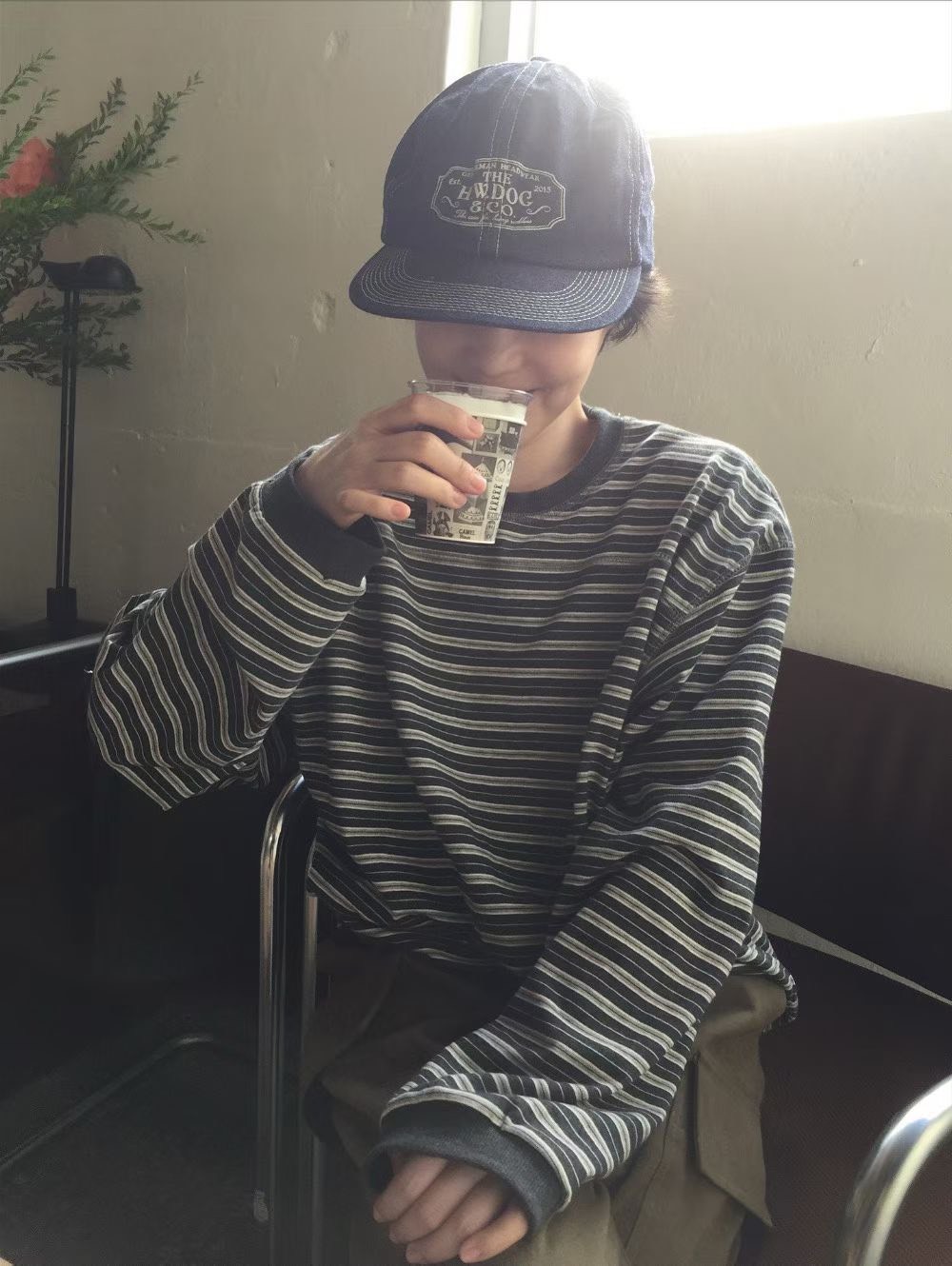 B24.寬鬆自在條紋長袖TEE