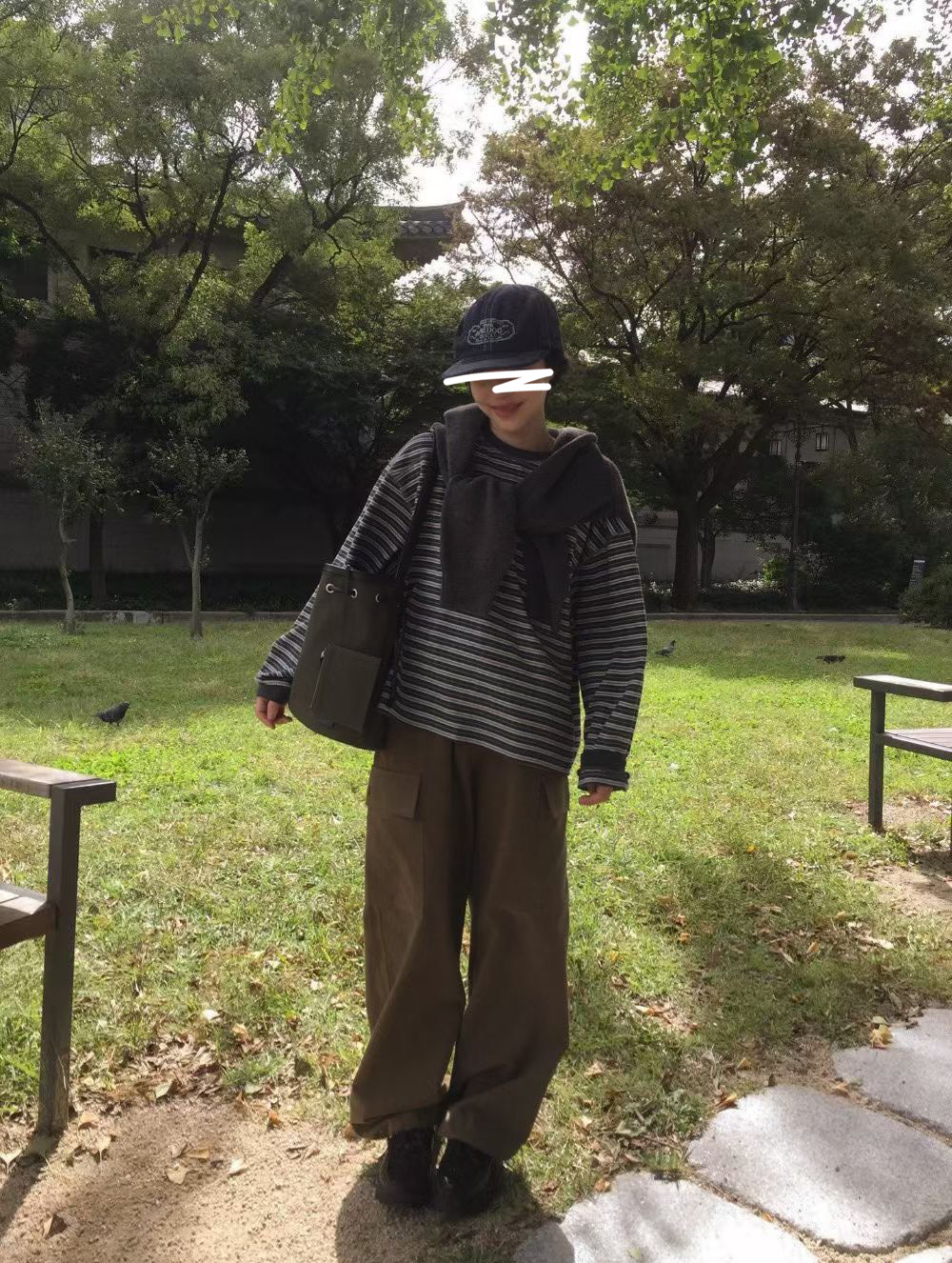 B24.寬鬆自在條紋長袖TEE