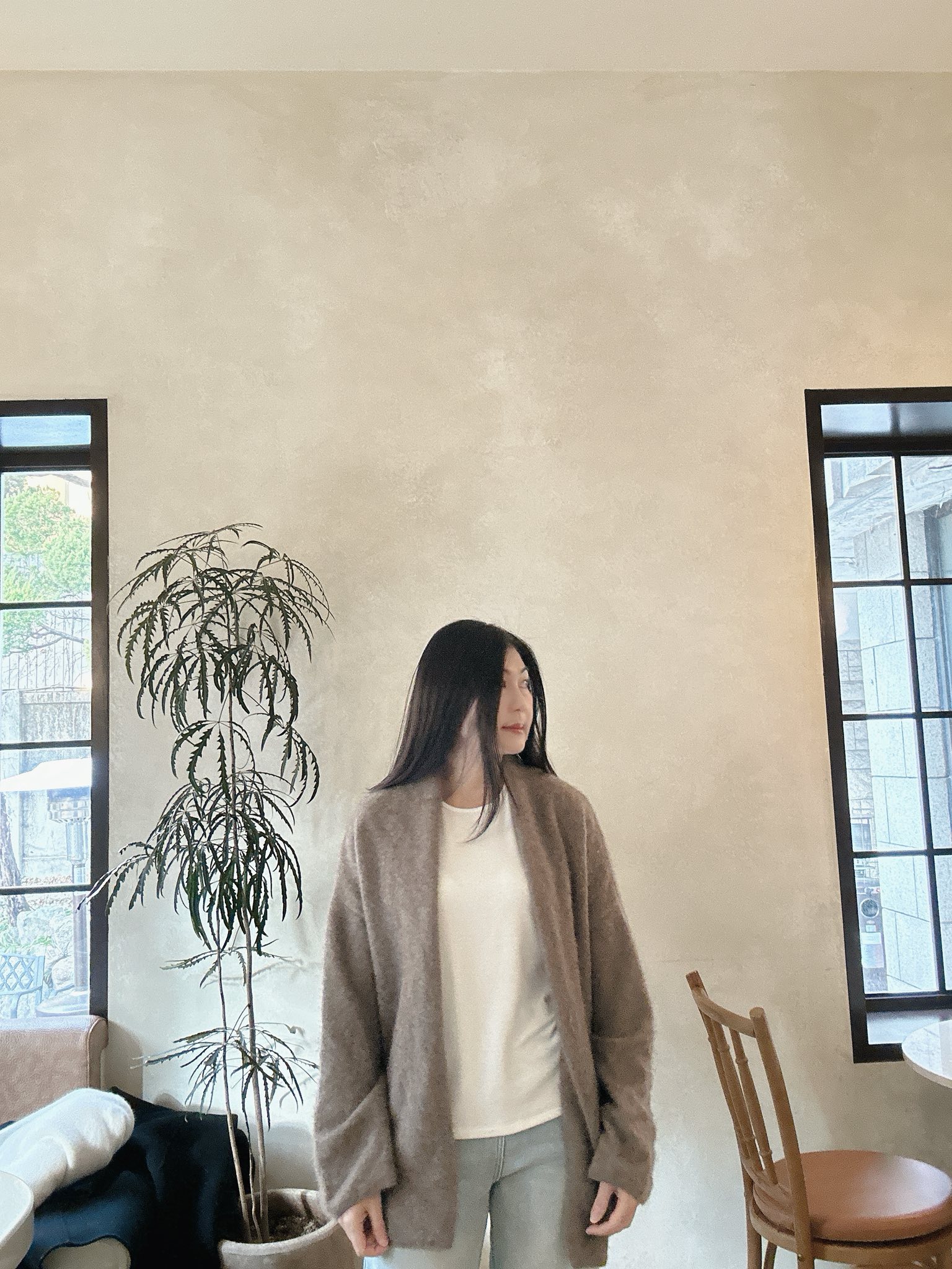 百搭內磨毛顯瘦肩前移TEE