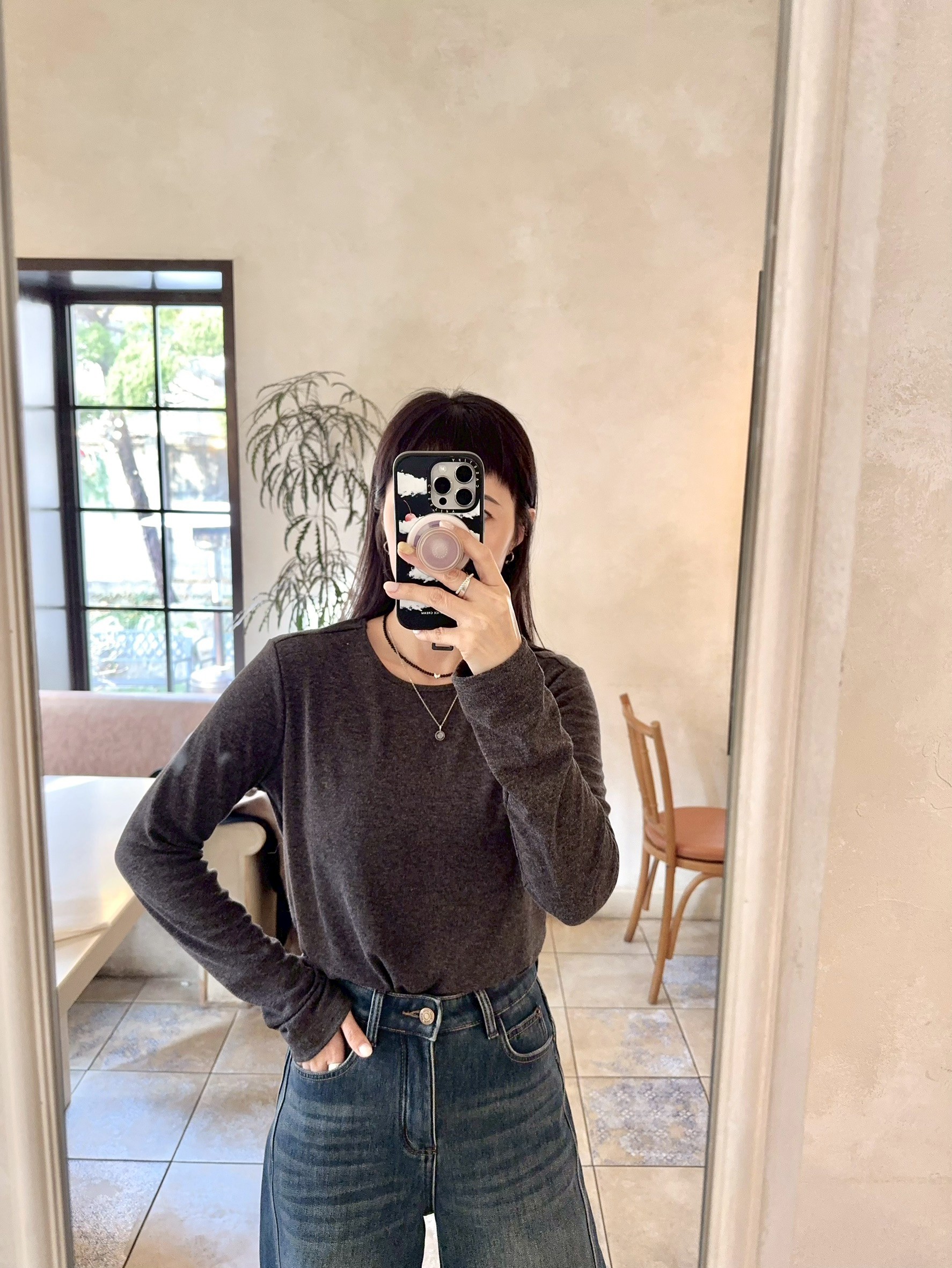 A14.百搭內磨毛顯瘦肩前移TEE