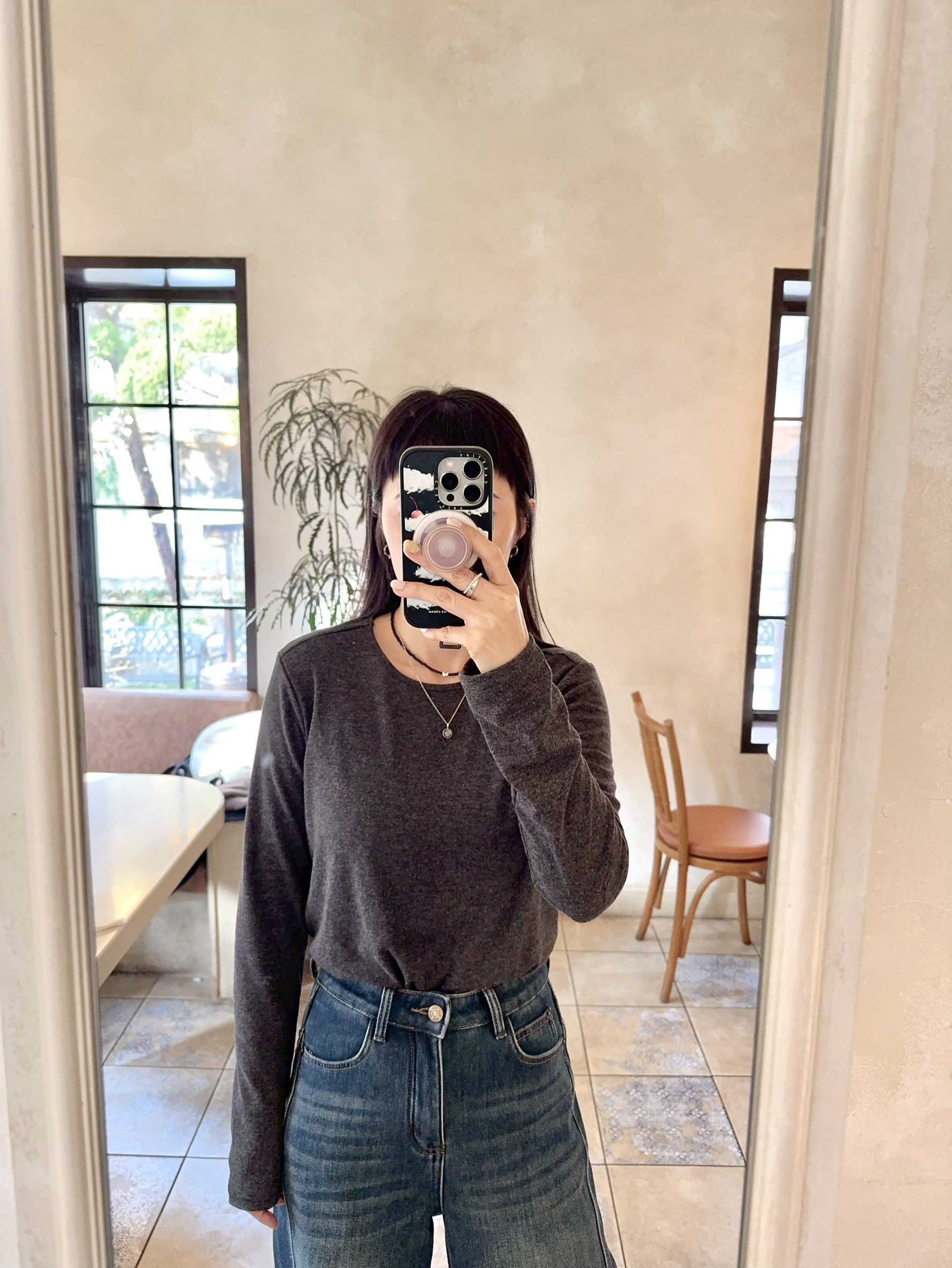 A14.百搭內磨毛顯瘦肩前移TEE