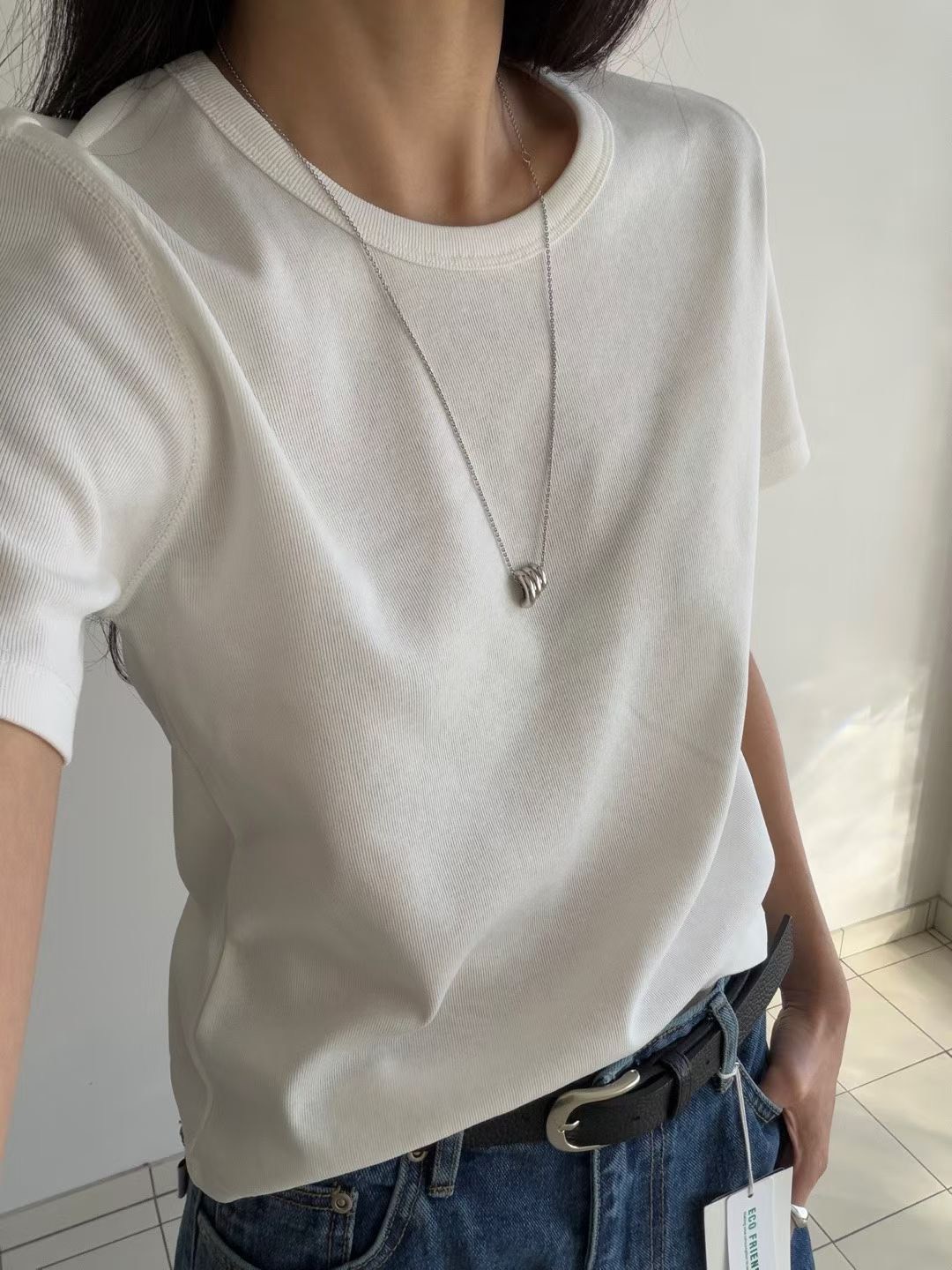B21.瘦瘦歐膩圓領素色短TEE