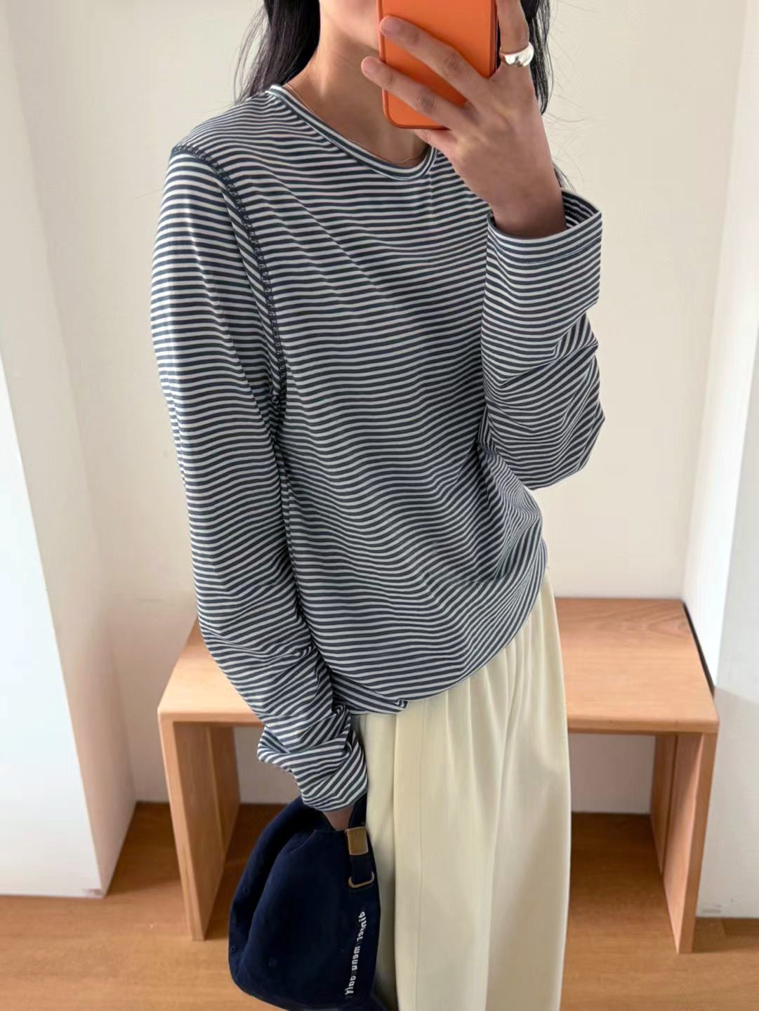 B23.瘦瘦歐膩日常細條紋TEE