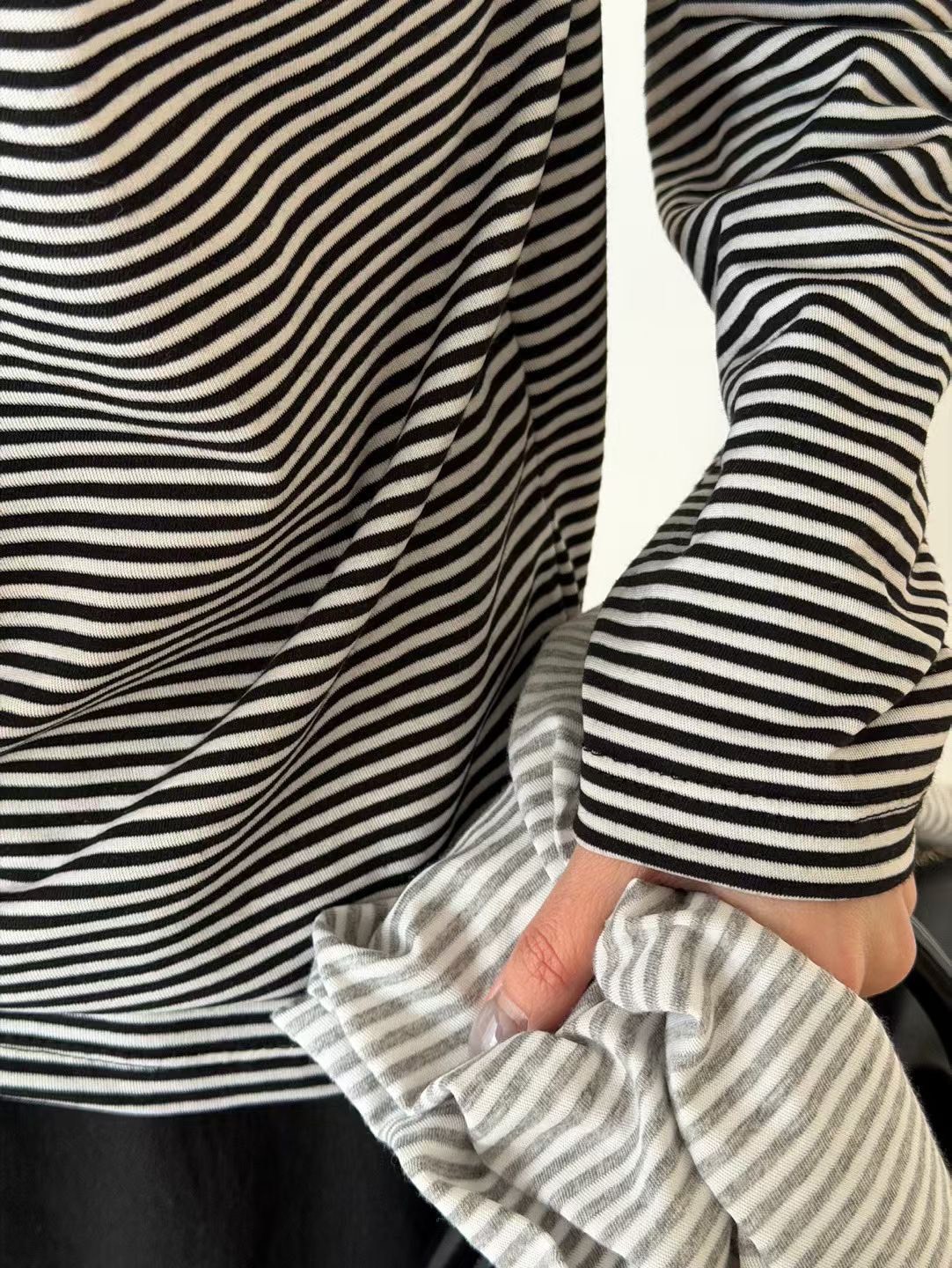 B23.瘦瘦歐膩日常細條紋TEE