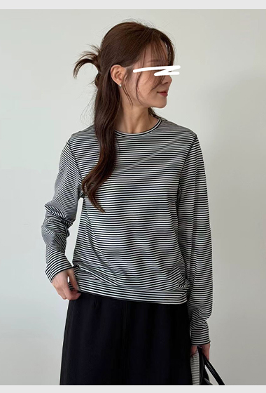 B23.瘦瘦歐膩日常細條紋TEE