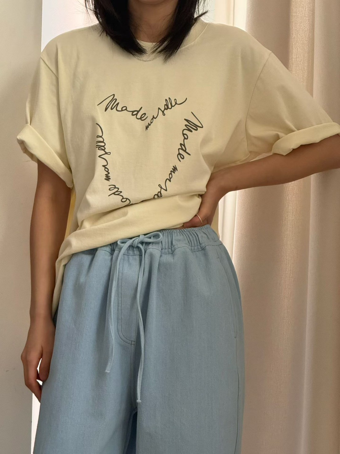 B37.可愛愛心排字寬鬆TEE