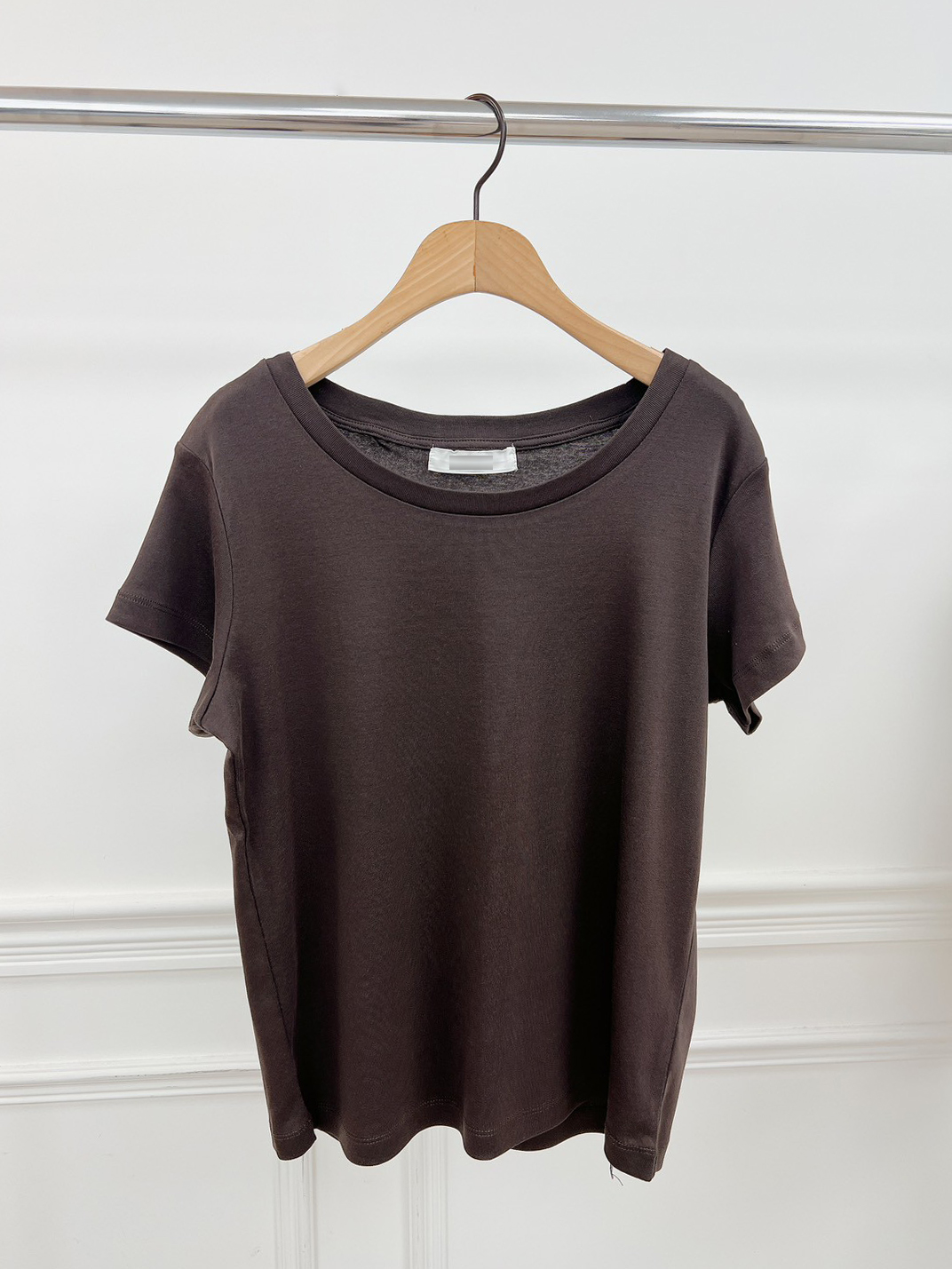 日常素面大圓領彈性短袖TEE