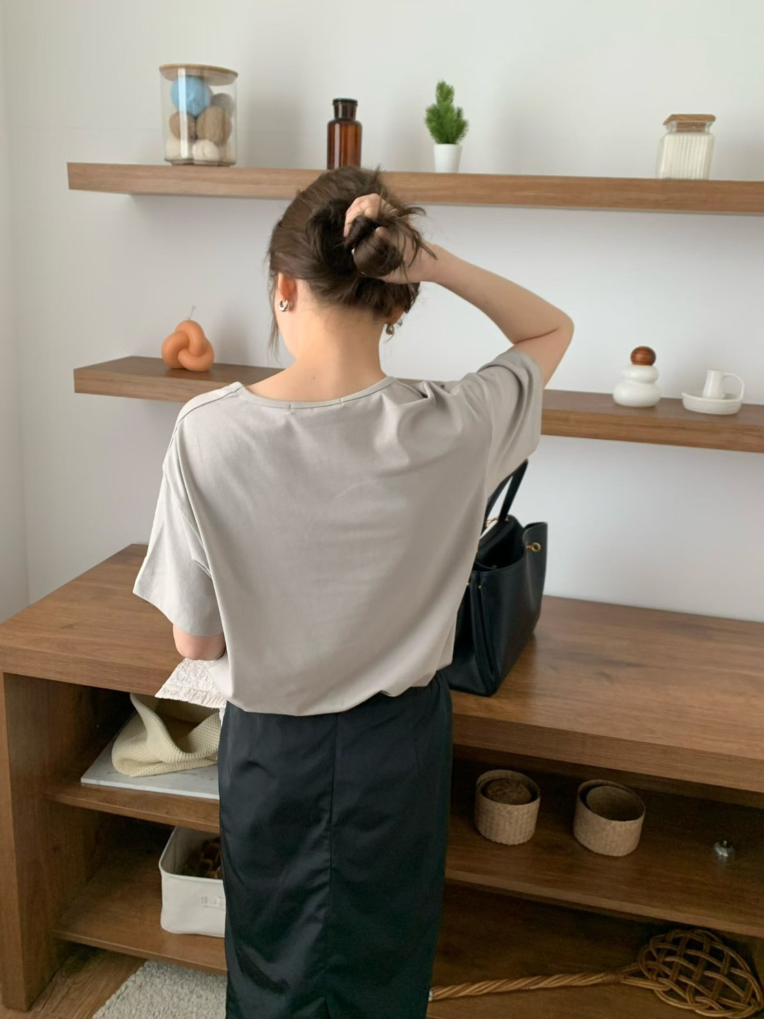 B58.糖果女孩U領彈Q素色TEE