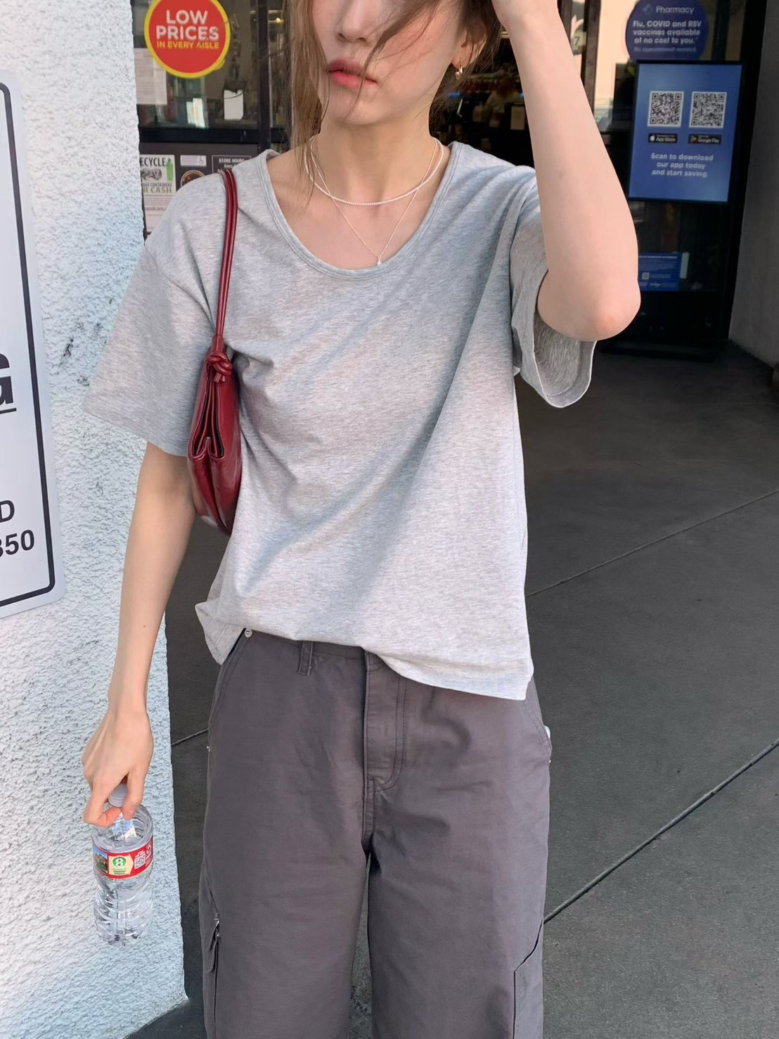 B58.糖果女孩U領彈Q素色TEE