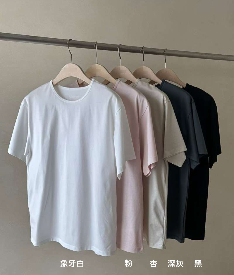 JP家粉彩小圓領絲光棉TEE