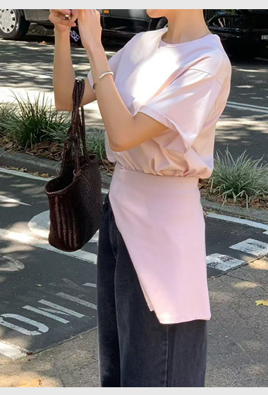 JP家粉彩小圓領絲光棉TEE