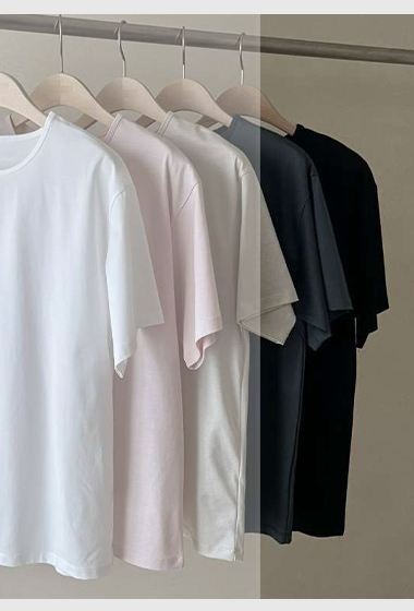 JP家粉彩小圓領絲光棉TEE