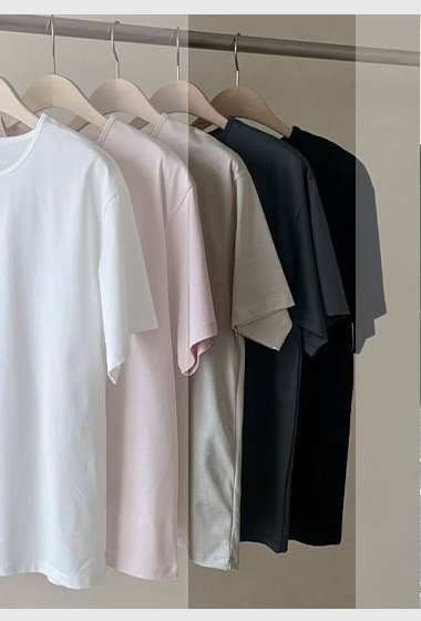 JP家粉彩小圓領絲光棉TEE