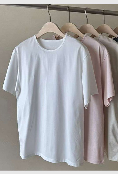 JP家粉彩小圓領絲光棉TEE