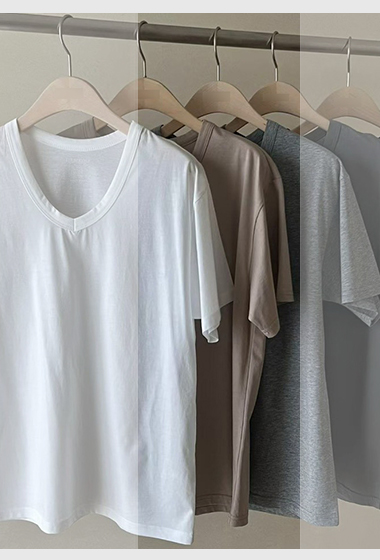 A41.JP家零失誤小V領絲光棉TEE