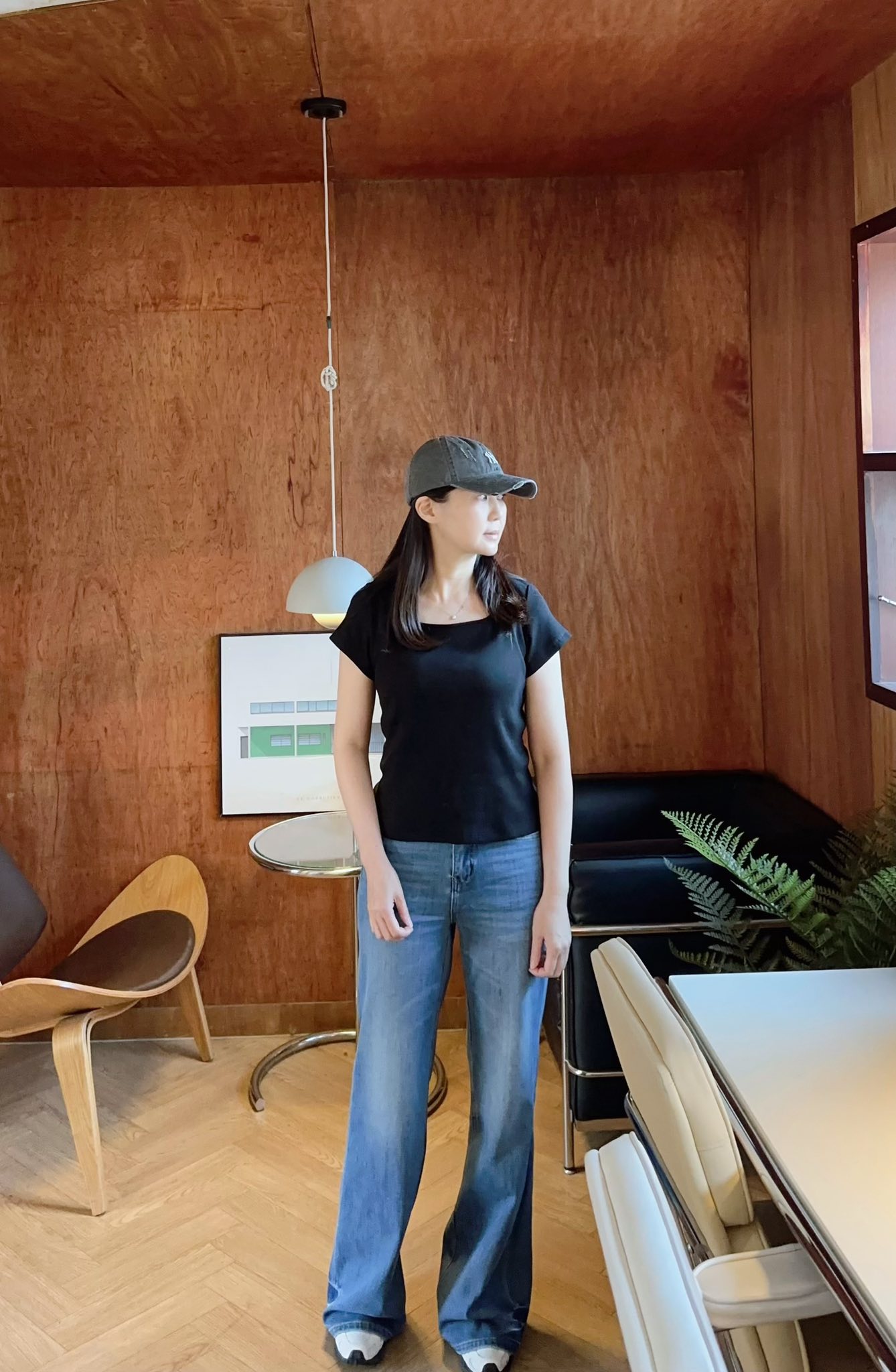 日常女孩方領彈性TEE