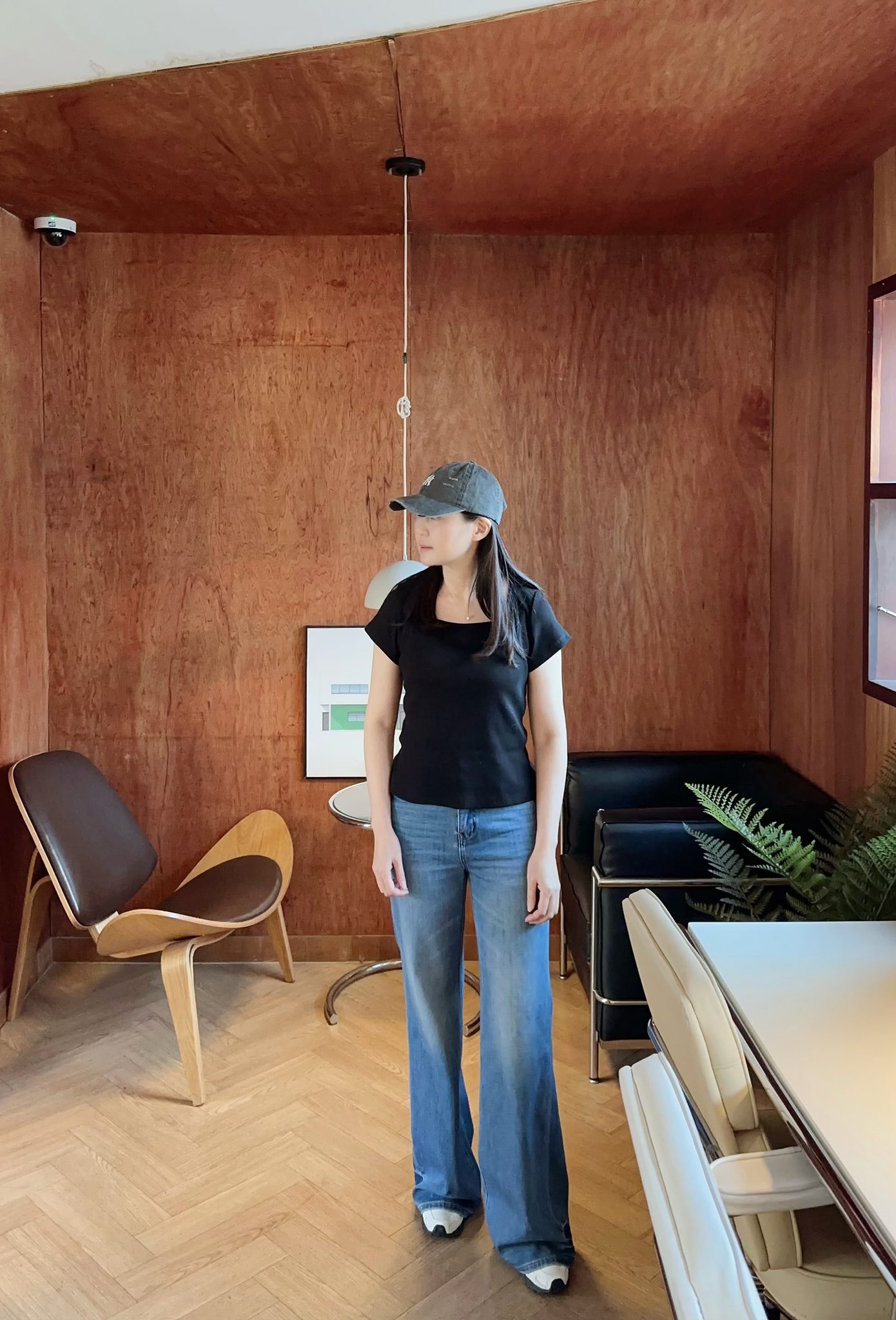 日常女孩方領彈性TEE