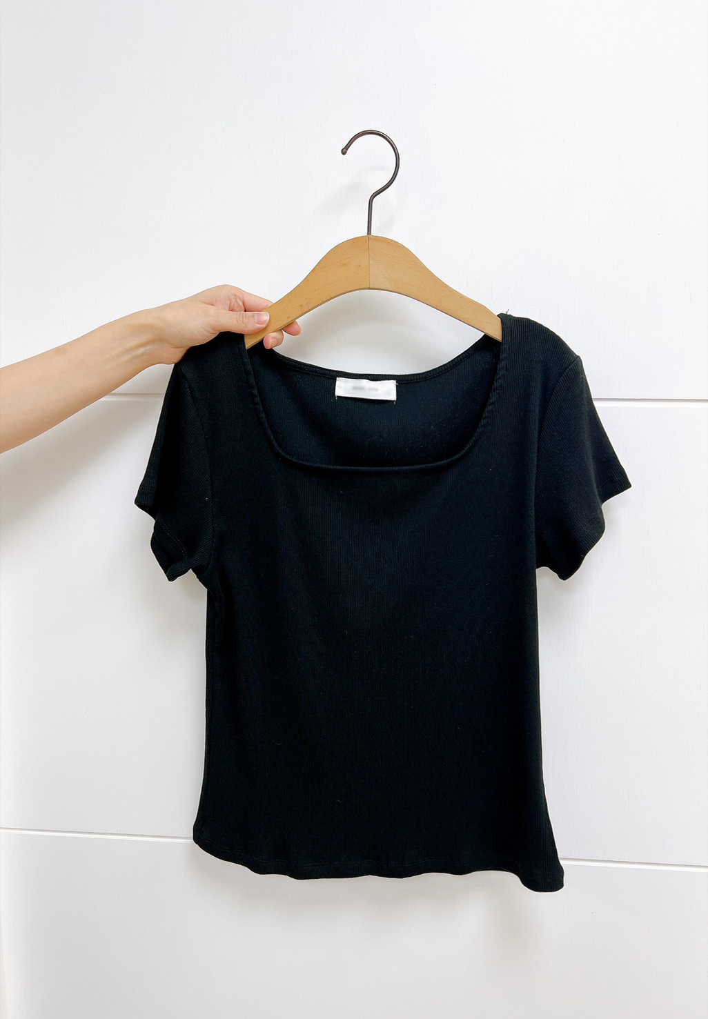 日常女孩方領彈性TEE