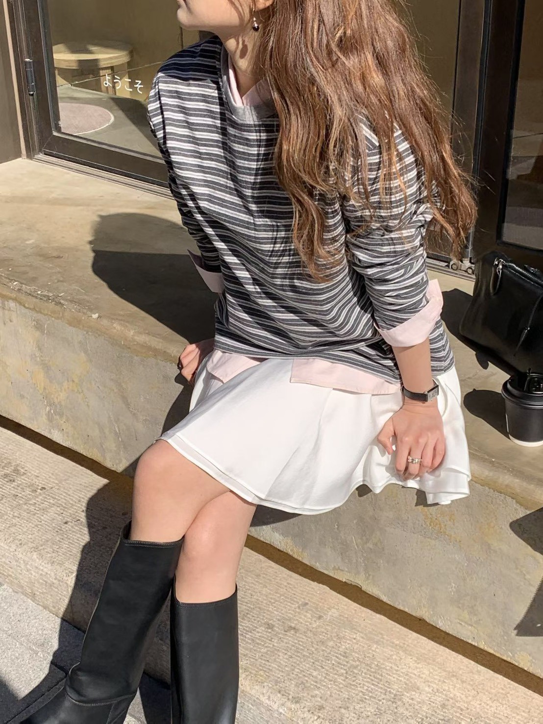 A07.大V家條紋薄長袖上衣