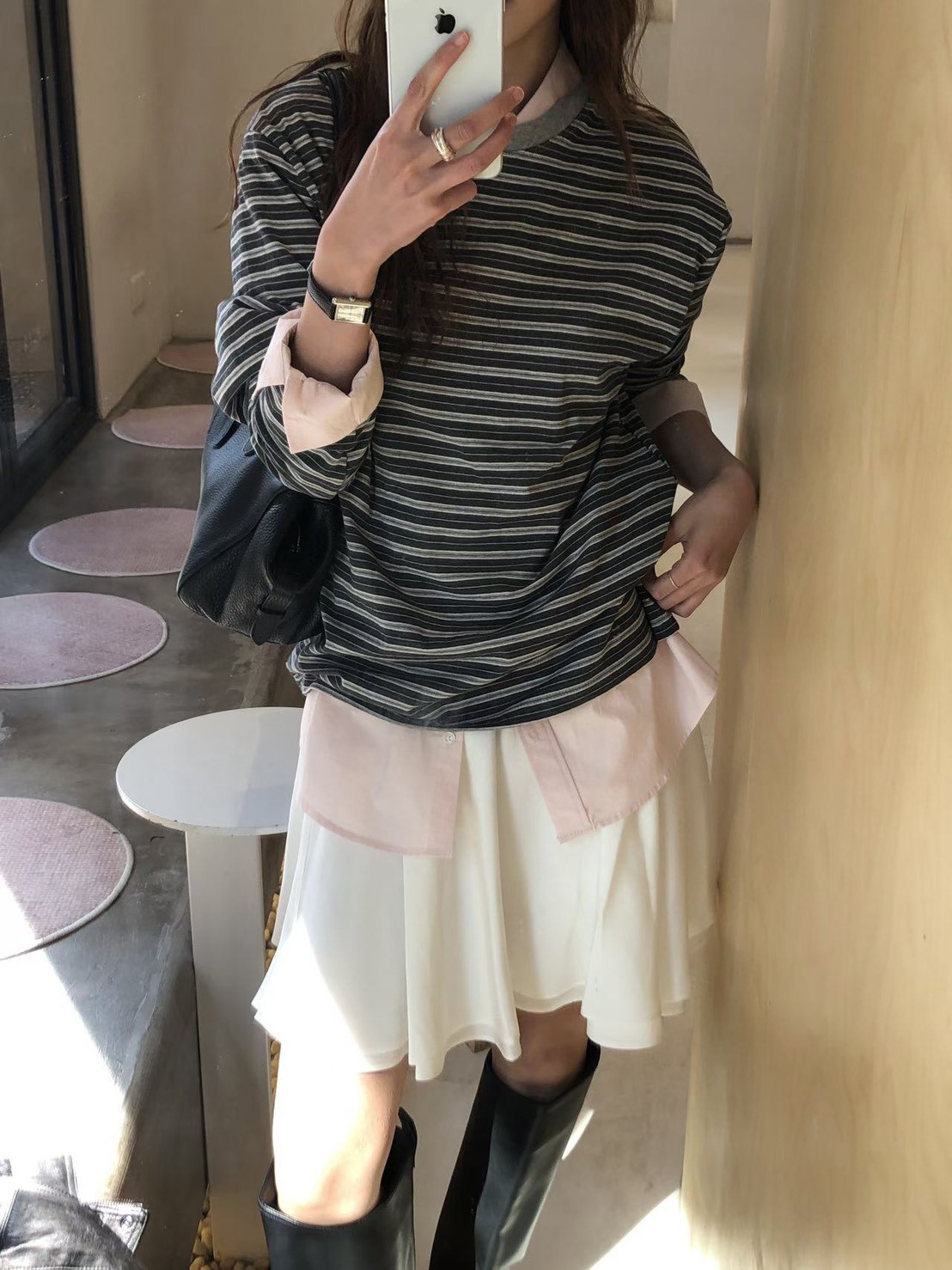 A07.大V家條紋薄長袖上衣