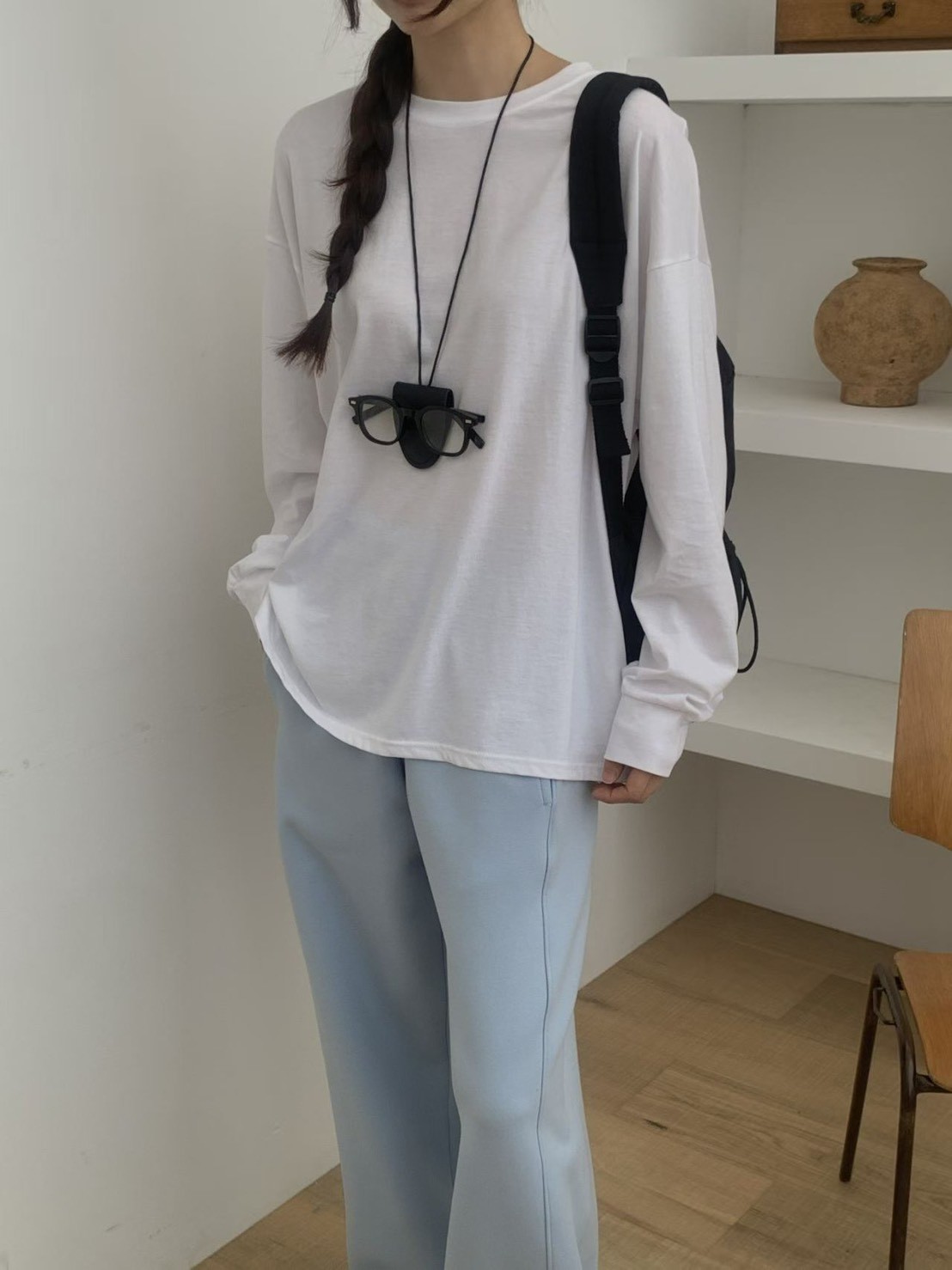 B65.小臉歐膩後直排印字TEE