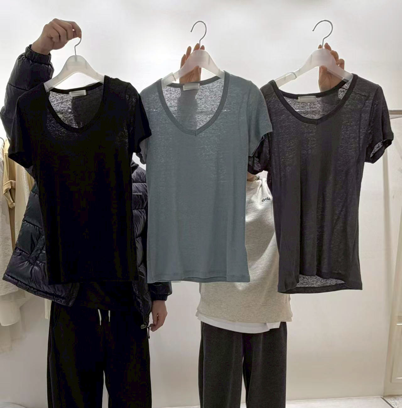 B11.質感家莫蘭迪V領TEE