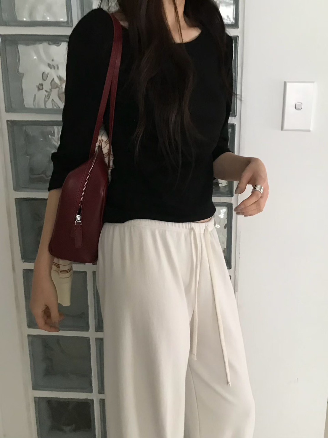 B57.小V家彈性五分袖上衣