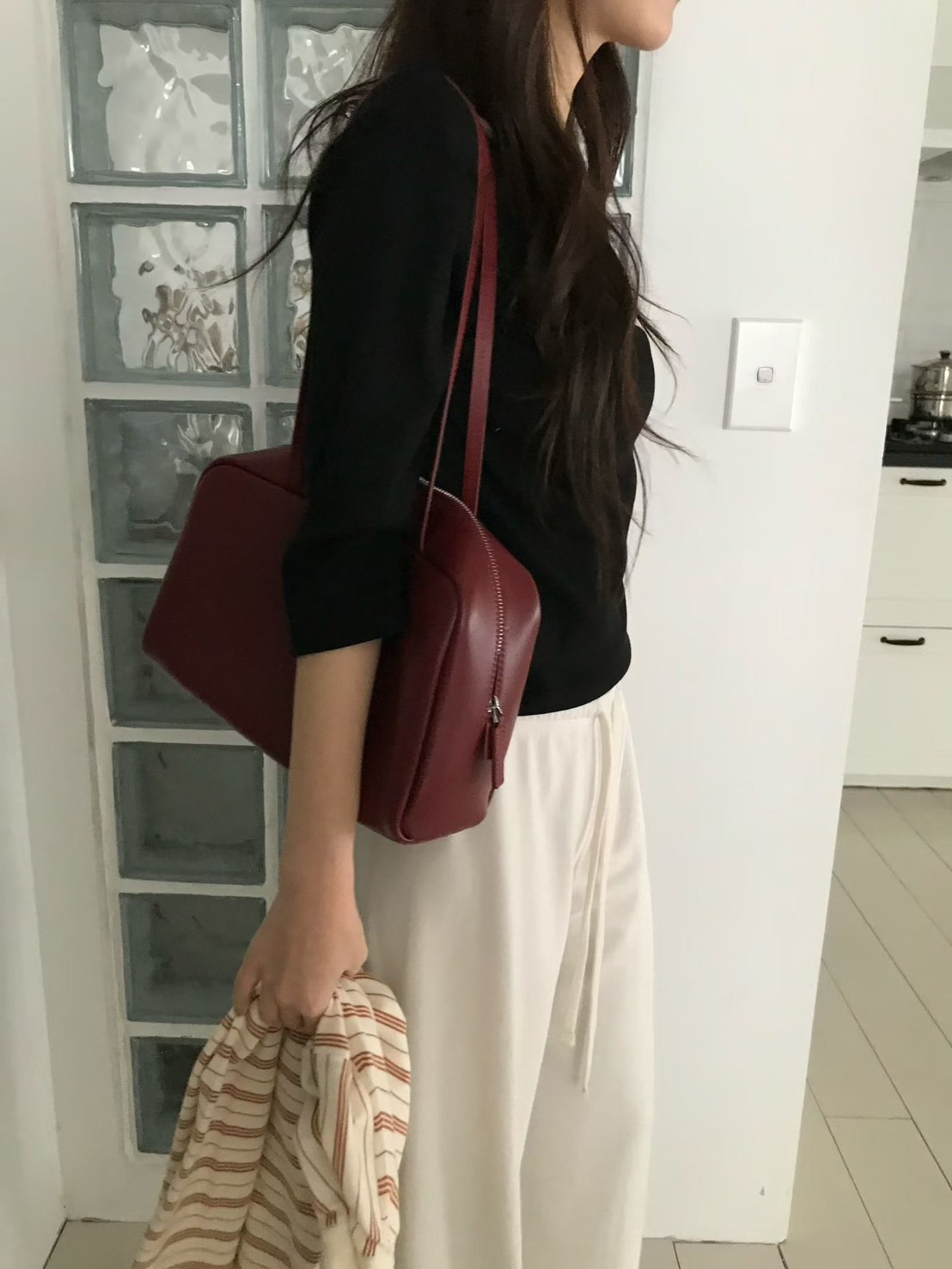 B57.小V家彈性五分袖上衣