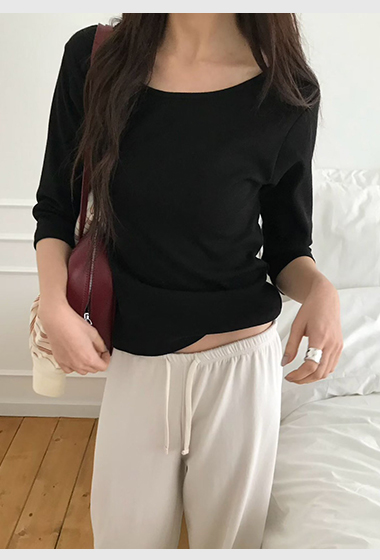 B57.小V家彈性五分袖上衣