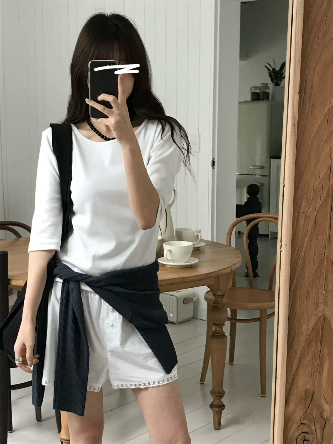 B57.小V家彈性五分袖上衣