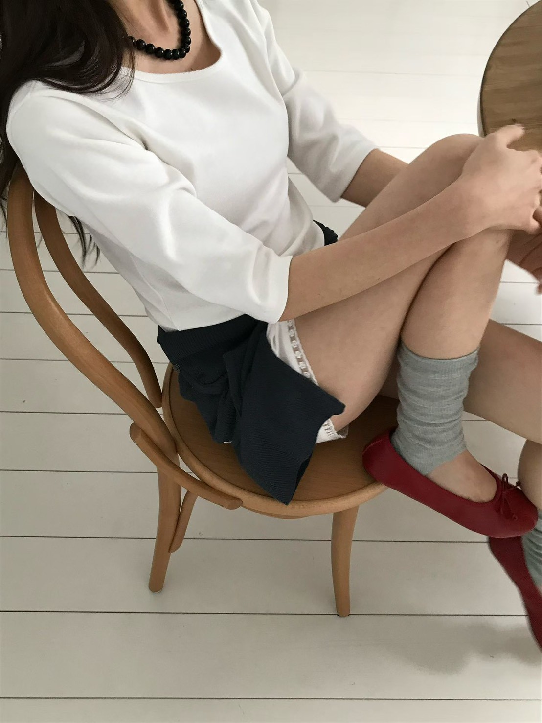 B57.小V家彈性五分袖上衣