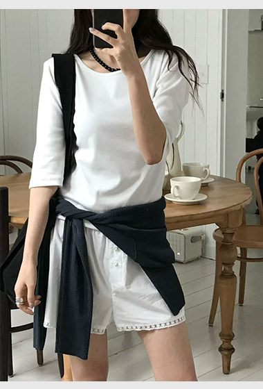 B57.小V家彈性五分袖上衣