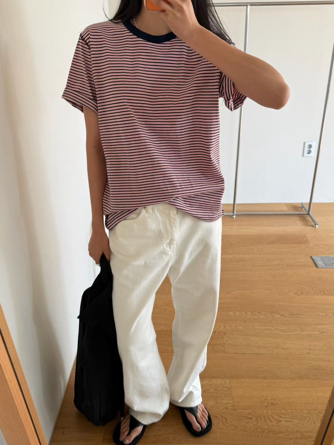 B91.瘦瘦歐膩撞色領口條紋TEE