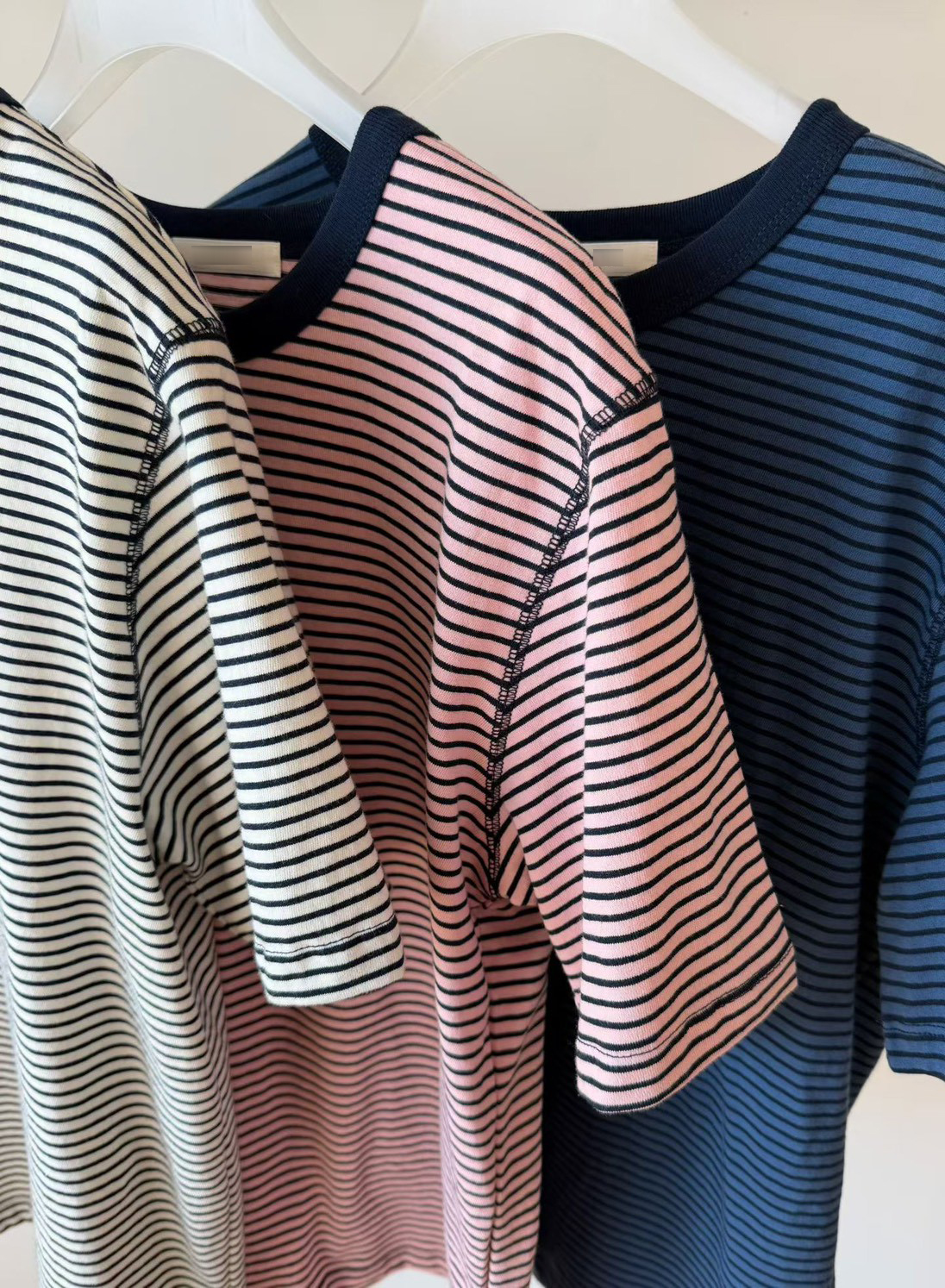 B91.瘦瘦歐膩撞色領口條紋TEE