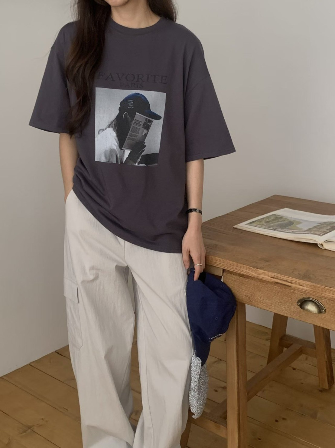 B72.小臉歐膩巴黎女孩寬鬆TEE