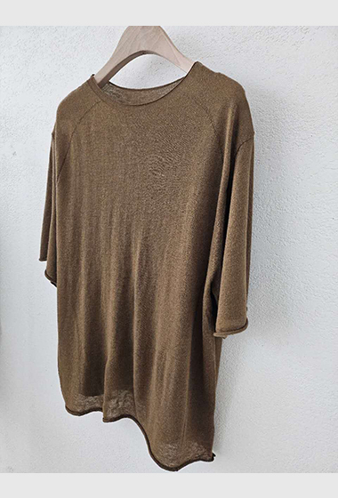 B118.星星家亞麻混紡捲邊上衣