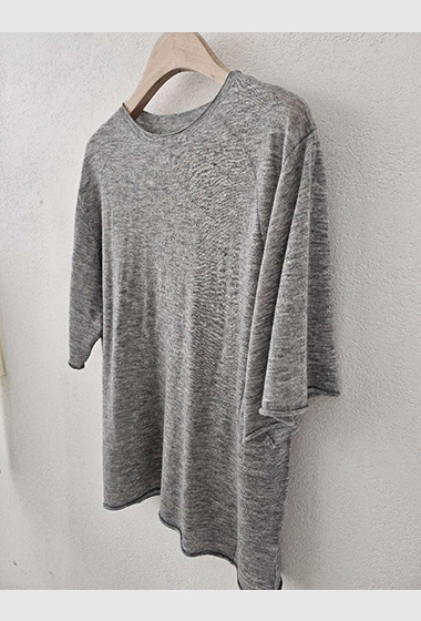 B118.星星家亞麻混紡捲邊上衣