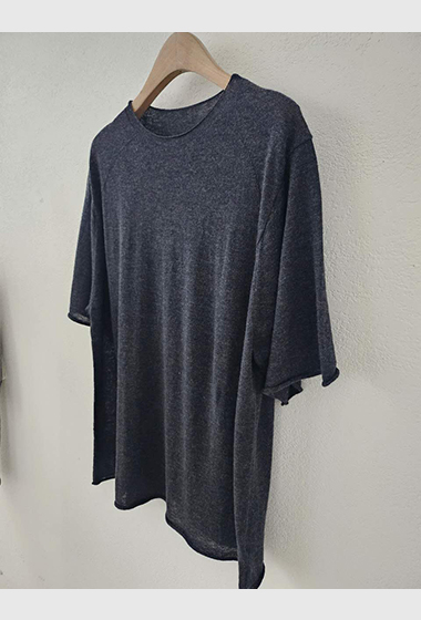 B118.星星家亞麻混紡捲邊上衣