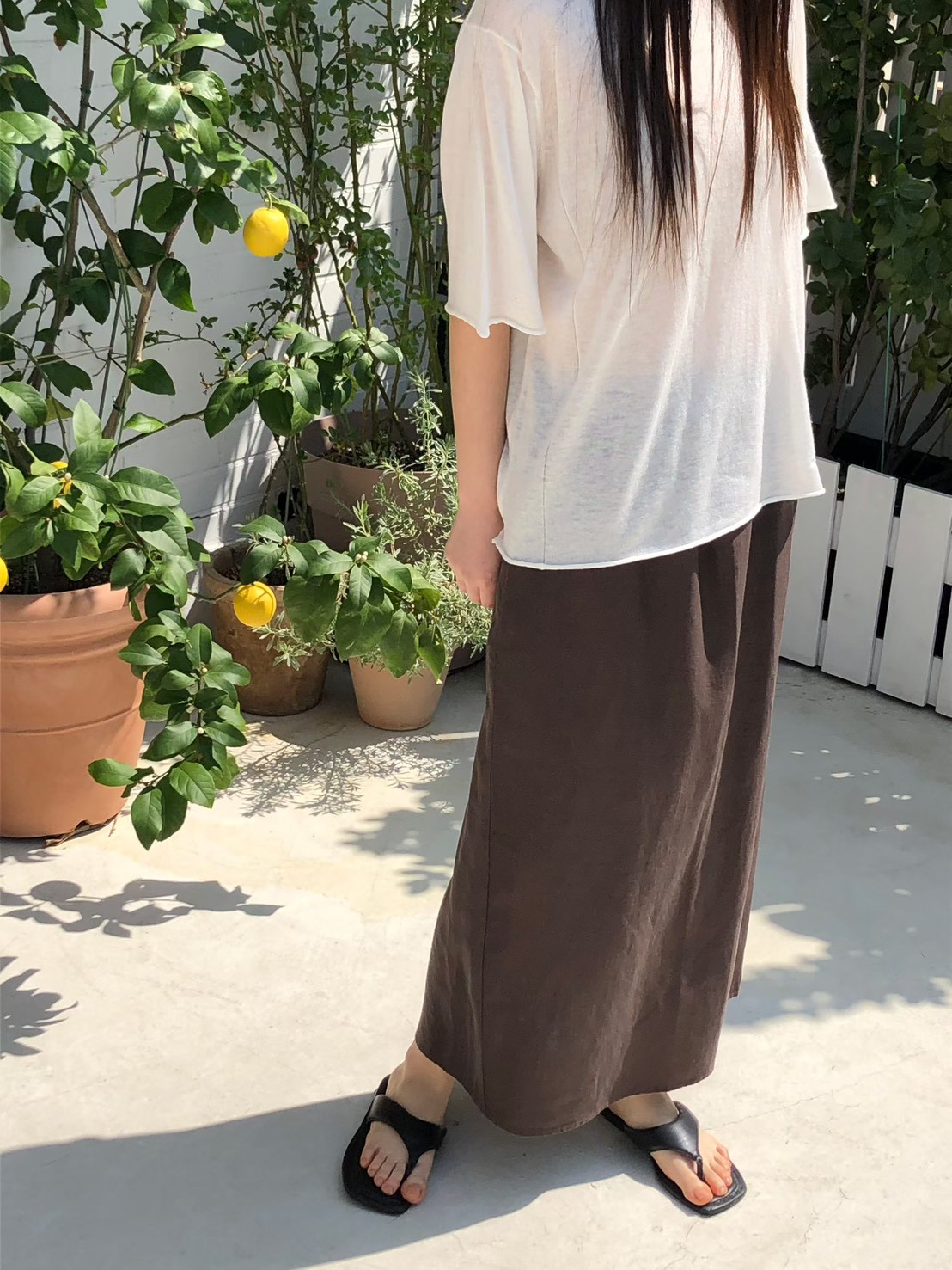 星星家亞麻混紡捲邊上衣