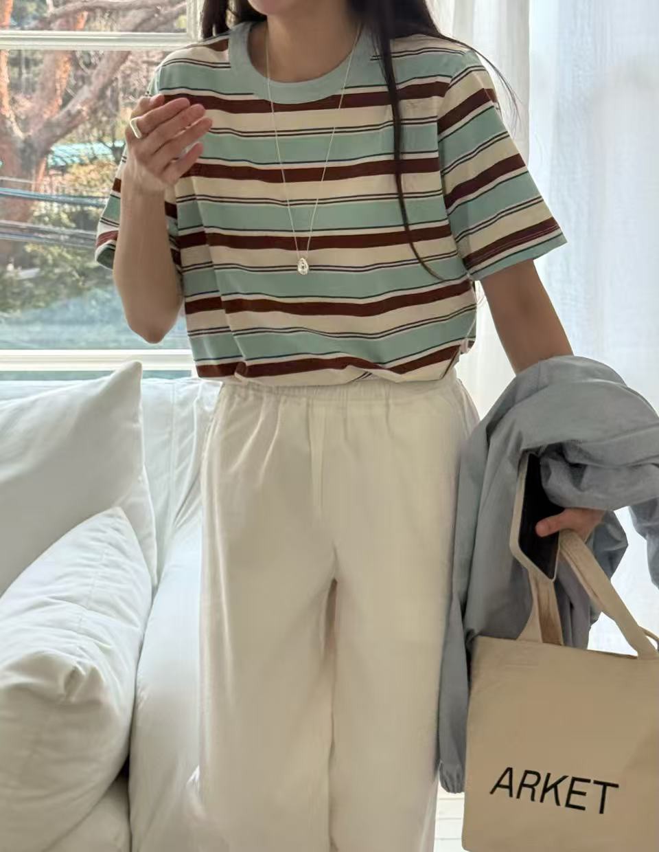 B10.復古配色條紋TEE