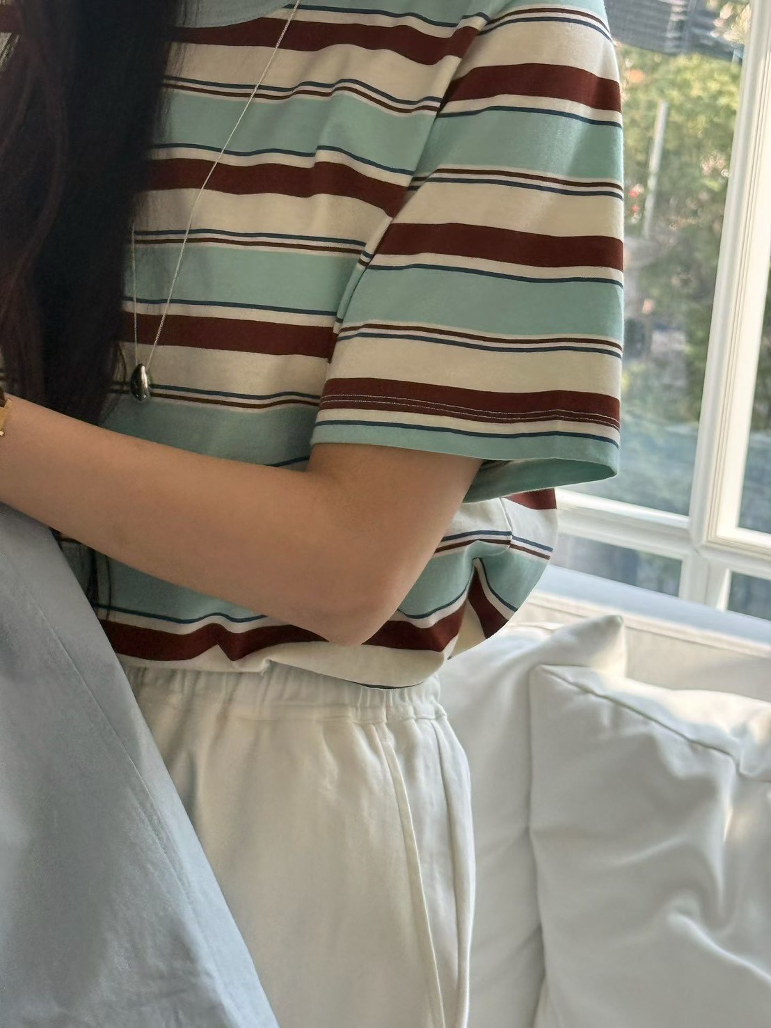 B10.復古配色條紋TEE