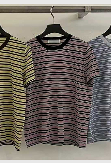 B75.復古漸變休閒條紋TEE