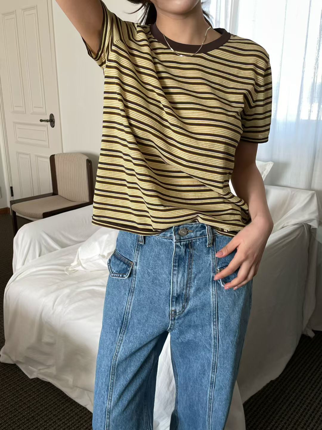 B75.復古漸變休閒條紋TEE