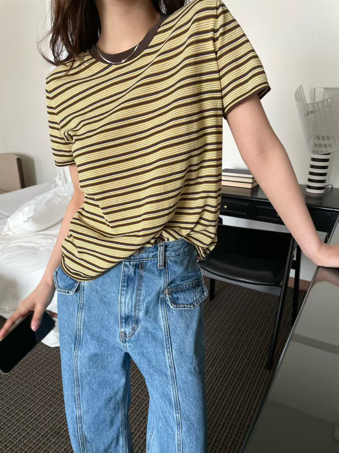 B75.復古漸變休閒條紋TEE