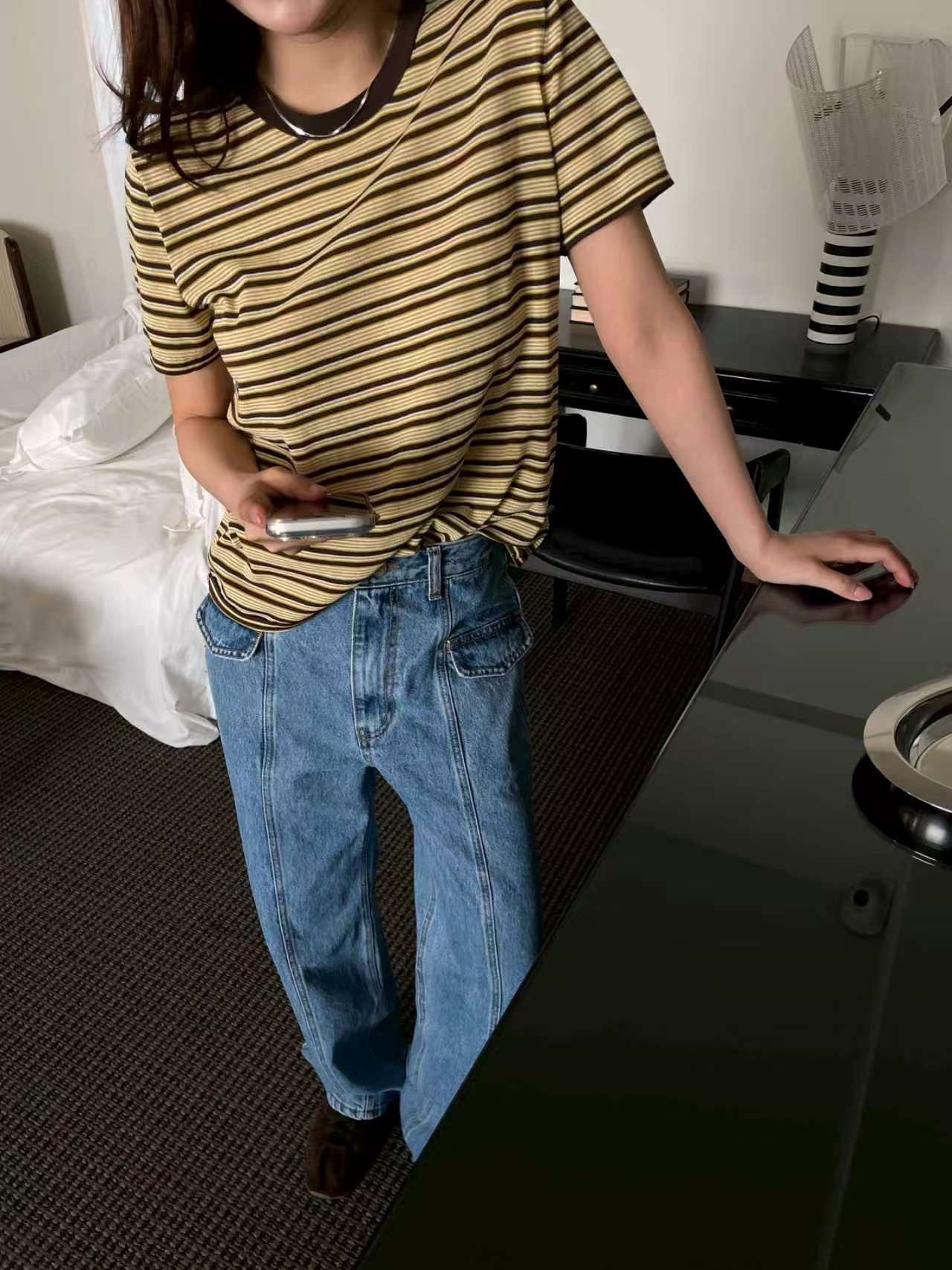 B75.復古漸變休閒條紋TEE