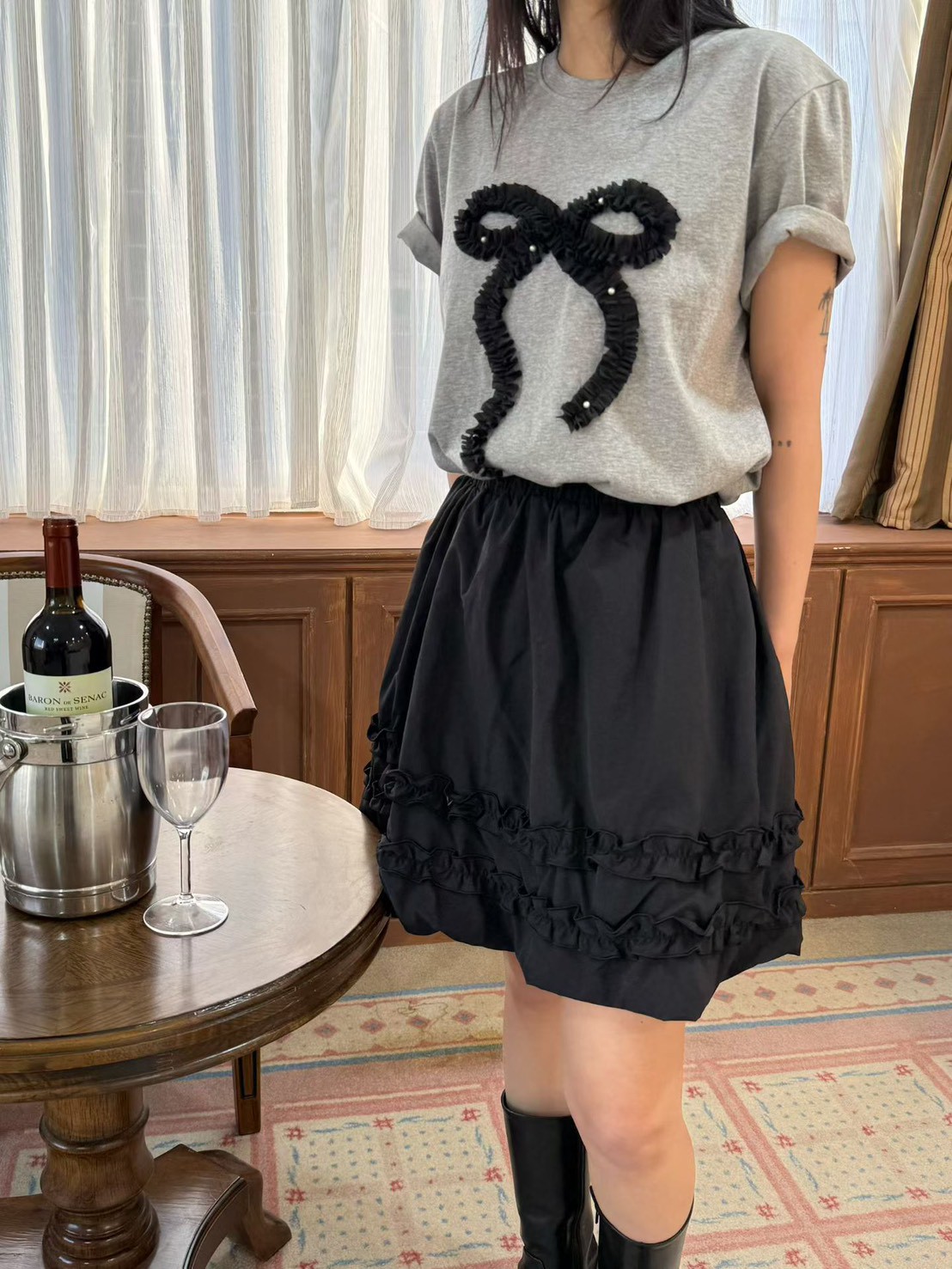 A12.立體波浪蝴蝶結TEE