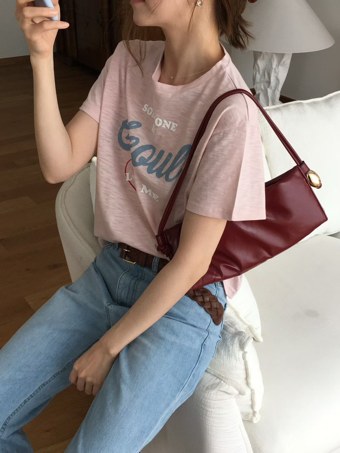 B47.櫥窗家可愛印字愛心TEE