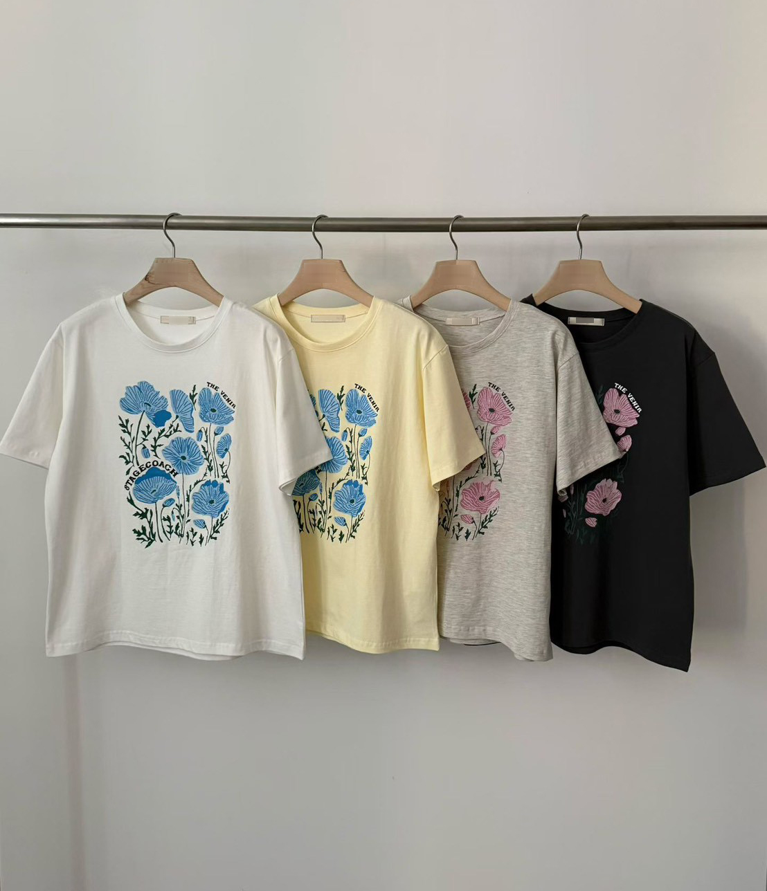 B40.櫥窗家朝氣女孩花朵TEE
